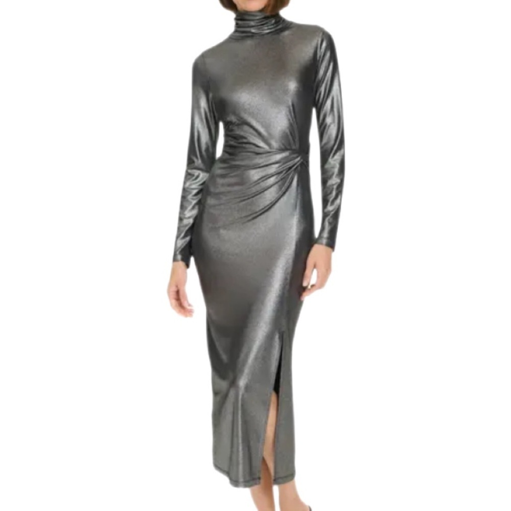 Tommy Hilfiger Shimmer Ruched Long Sleeve Dress Size 6
